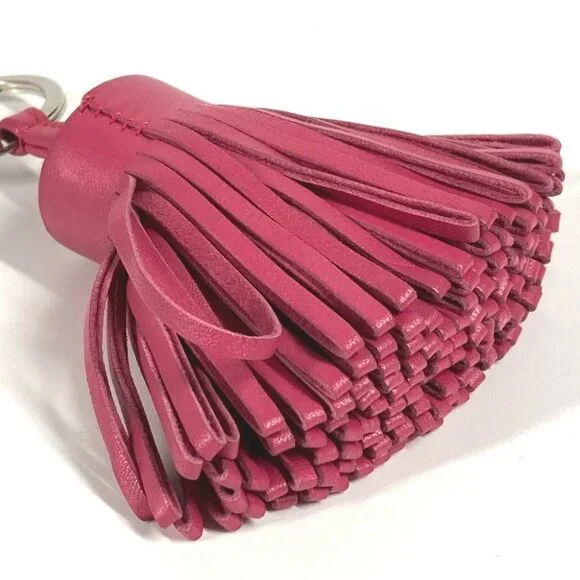 HERMES Fringe tassel Carmen Bag Charm Key Holder Leather / Metal pink - Picture 2 of 8